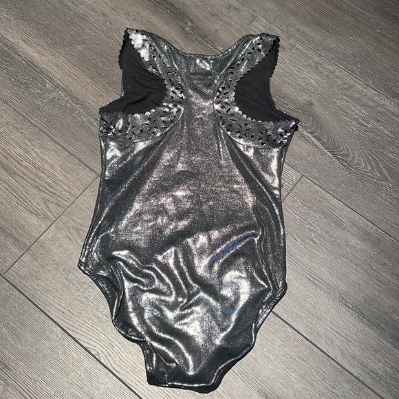 Justice Girls racer back leotard. Dark silver size 10 - Picture 2 of 3